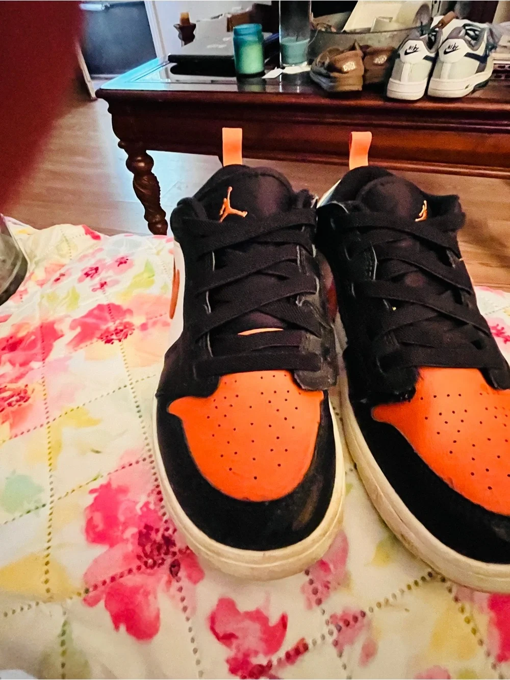 Nike Kids Black and Orange and white Harley Davison colored air Low-Top Sneaker